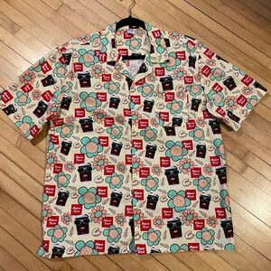 KWIK TRIP KWIK STAR Official Merch Camp Cabana Shirt Coffee Doughnut Print